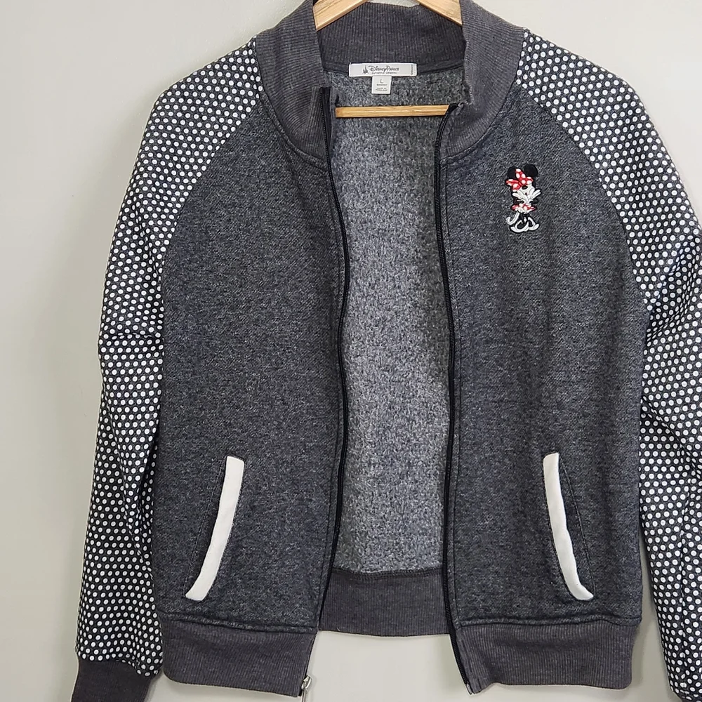 Disney Parks Minnie Mouse Fleece Jacket Size L Fleece Gray vacay - Picture 7 of 10